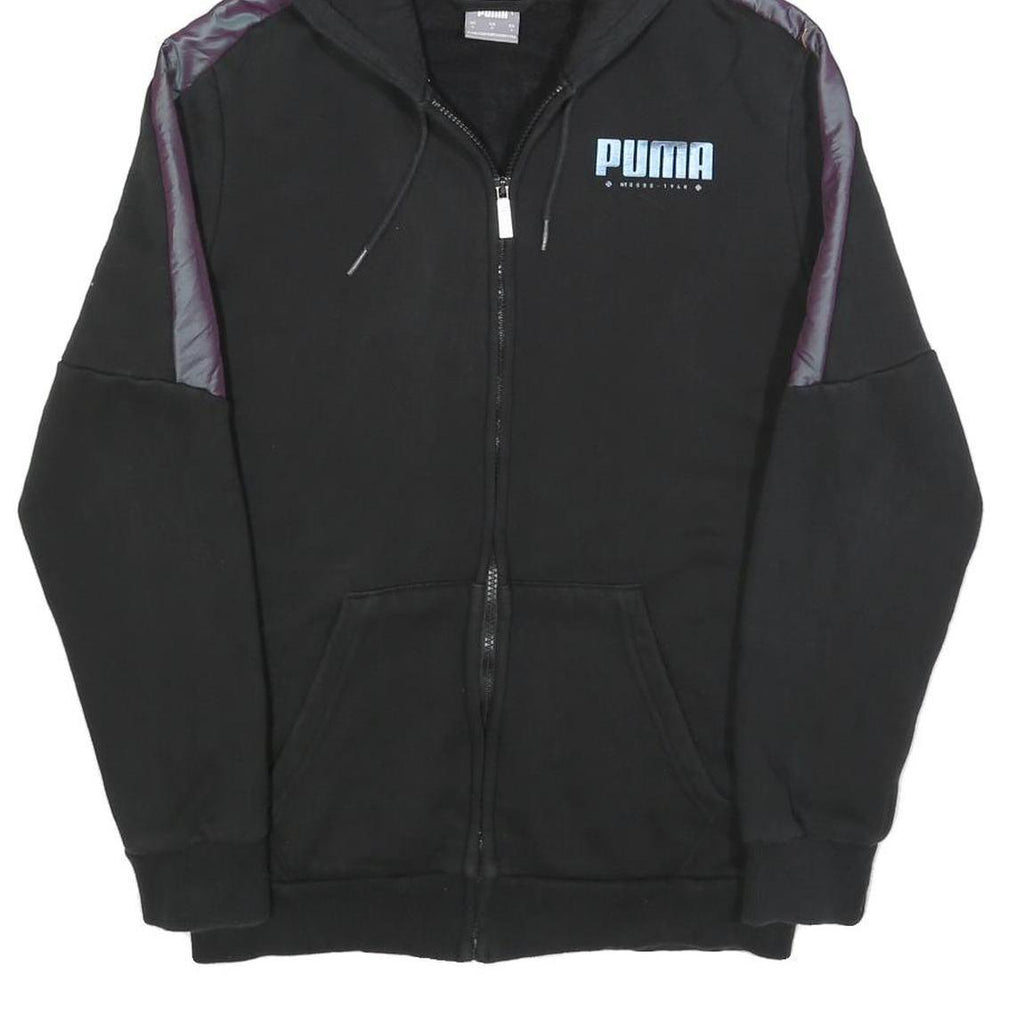 PUMA Mens Black Cotton Blend Full Zip Hoodie S Sports Casual Sweatshirt