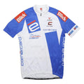 CUORE Mens White & Blue Graphic Cycling Jersey L Short Sleeve Zip Neck