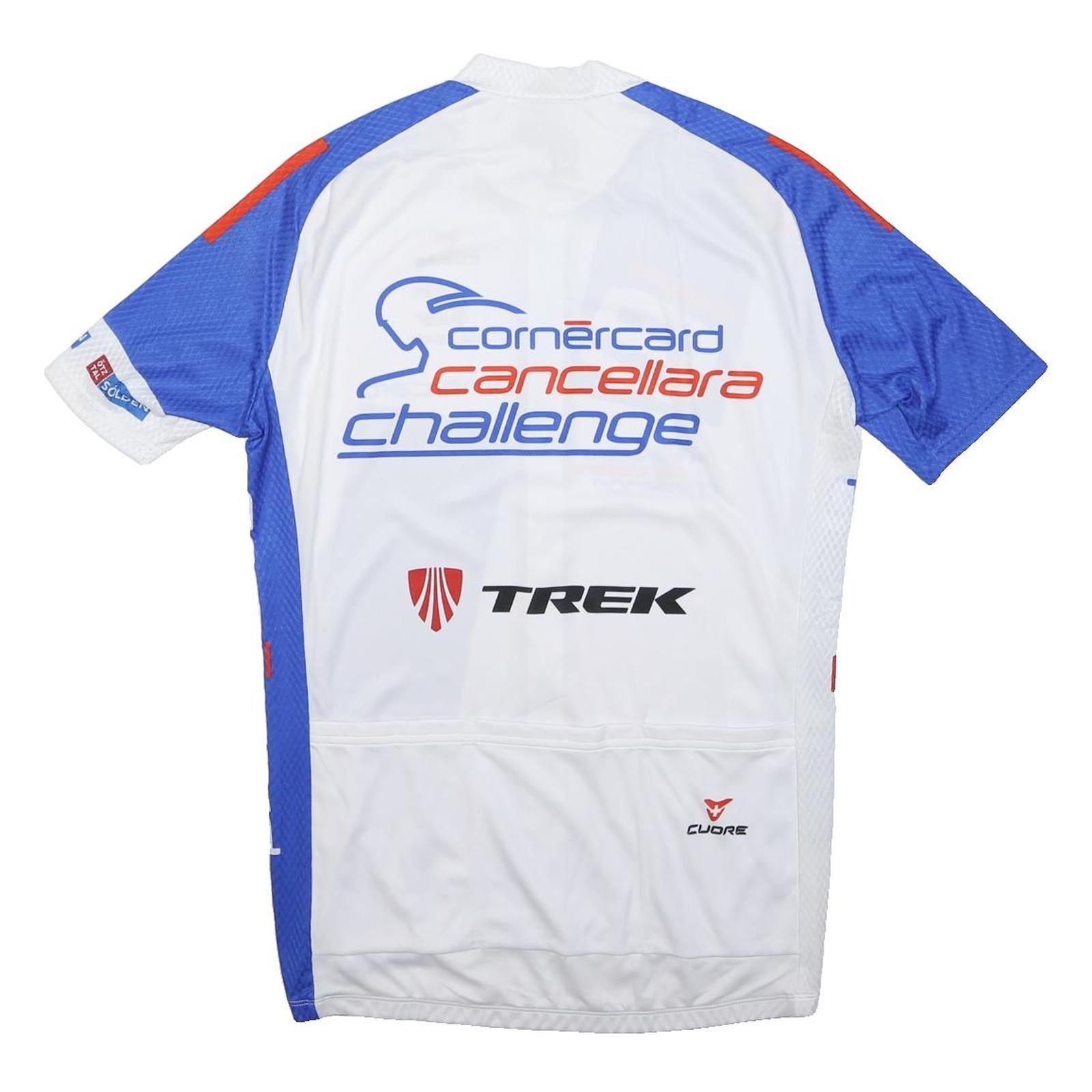 CUORE Mens White & Blue Graphic Cycling Jersey L Short Sleeve Zip Neck