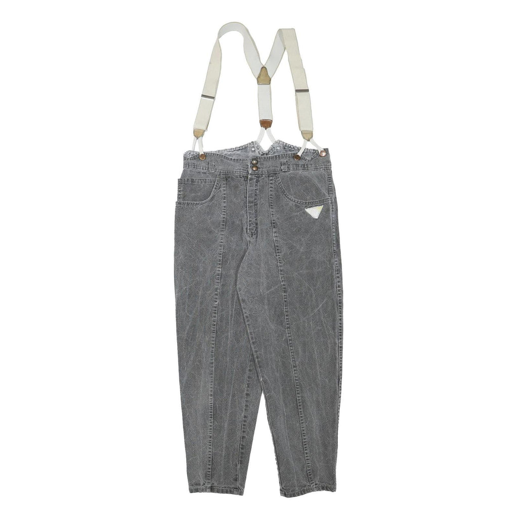 Womens Relaxed Grey Cotton Blend Denim Jeans W30 L25 Suspender Style Casual Fit