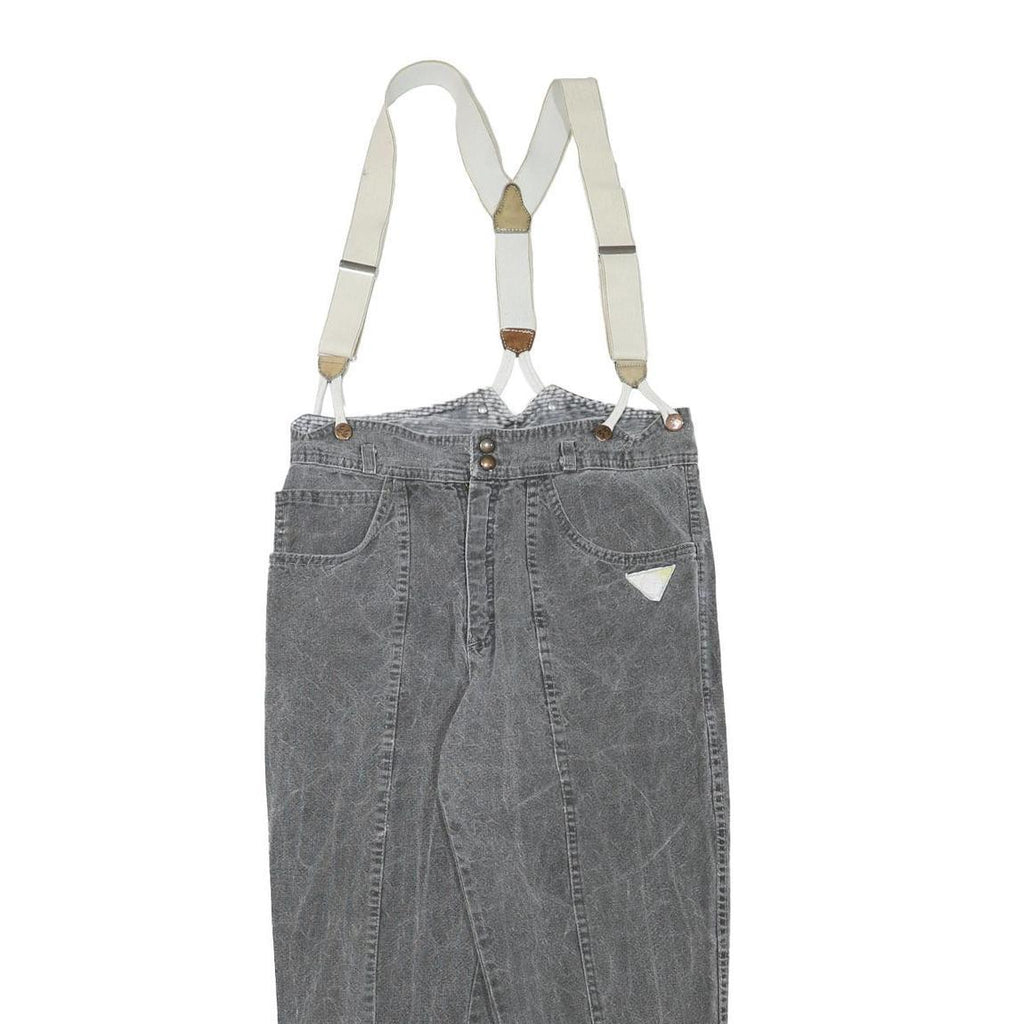 Womens Relaxed Grey Cotton Blend Denim Jeans W30 L25 Suspender Style Casual Fit