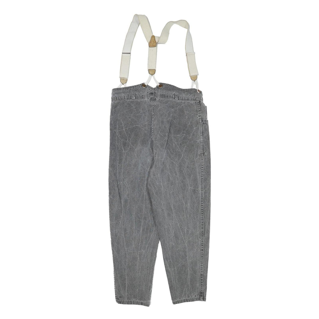 Womens Relaxed Grey Cotton Blend Denim Jeans W30 L25 Suspender Style Casual Fit