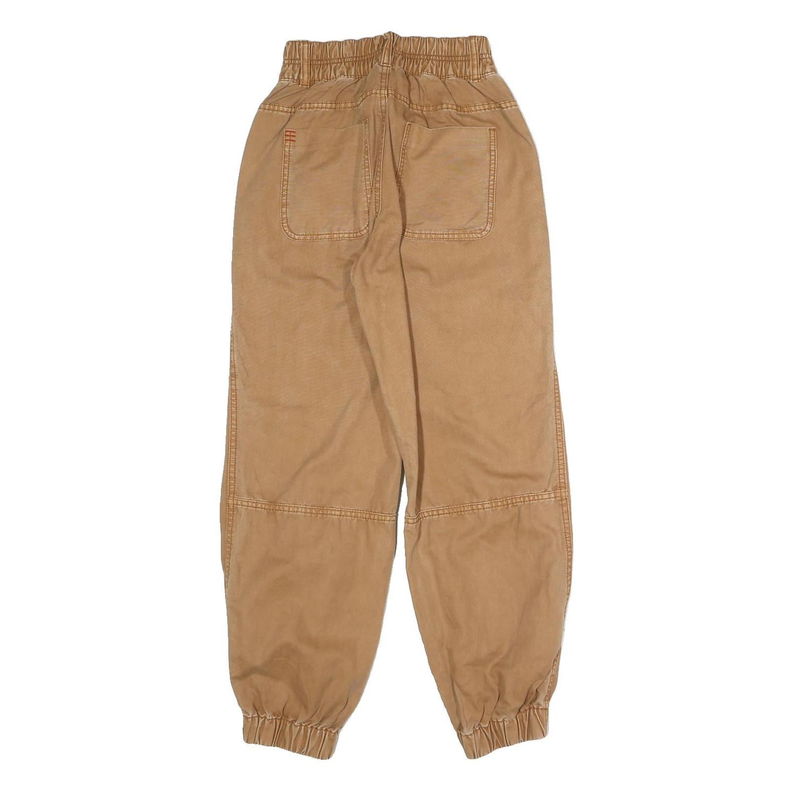 BDG Womens Cotton Blend Beige Relaxed Tapered Trousers W24 L27 Casual Utility