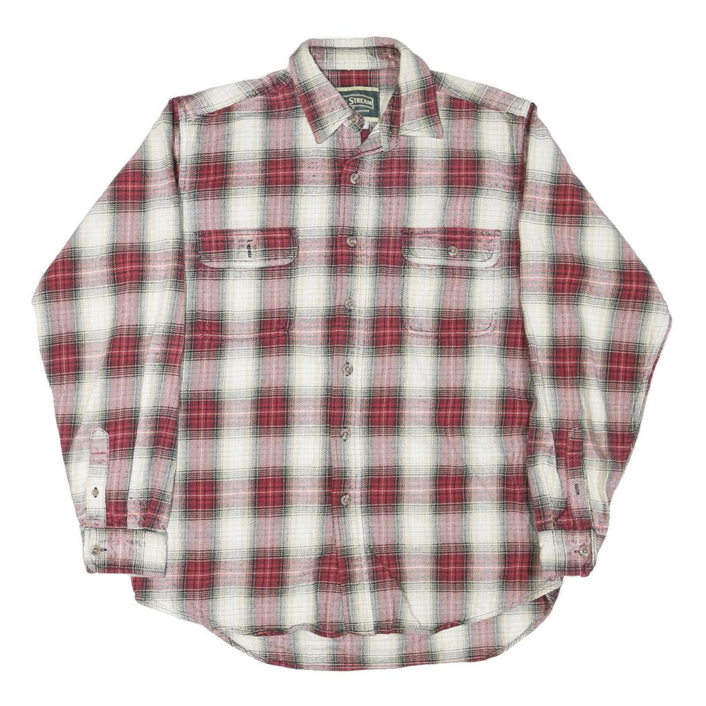 FIELD & STREAM Mens Red & White Check Shirt L Long Sleeve Cotton Blend Casual