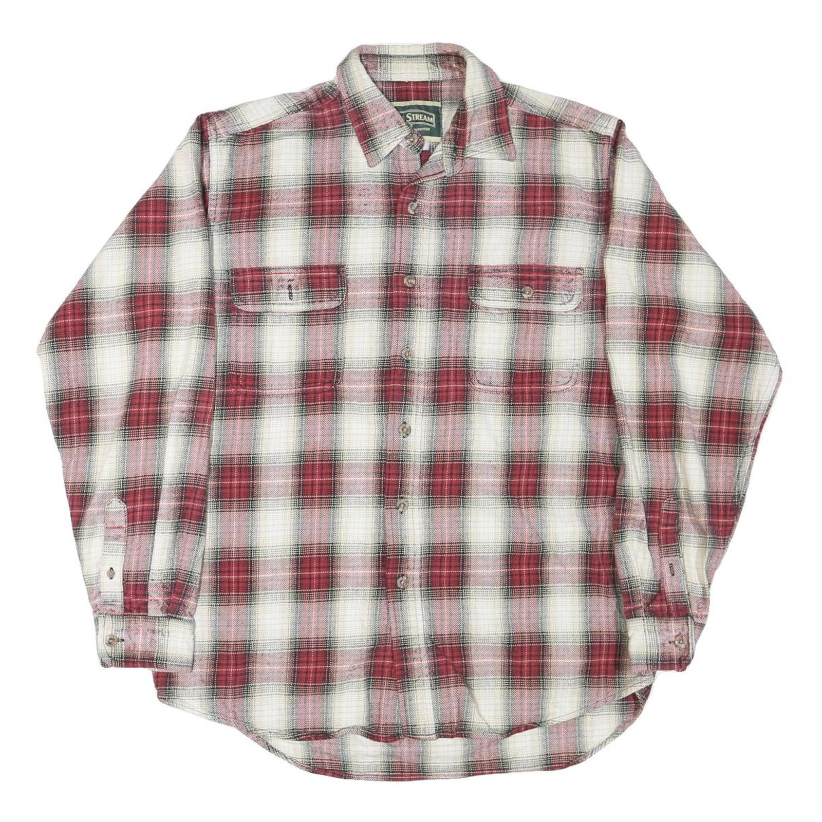 FIELD & STREAM Mens Red & White Check Shirt L Long Sleeve Cotton Blend Casual