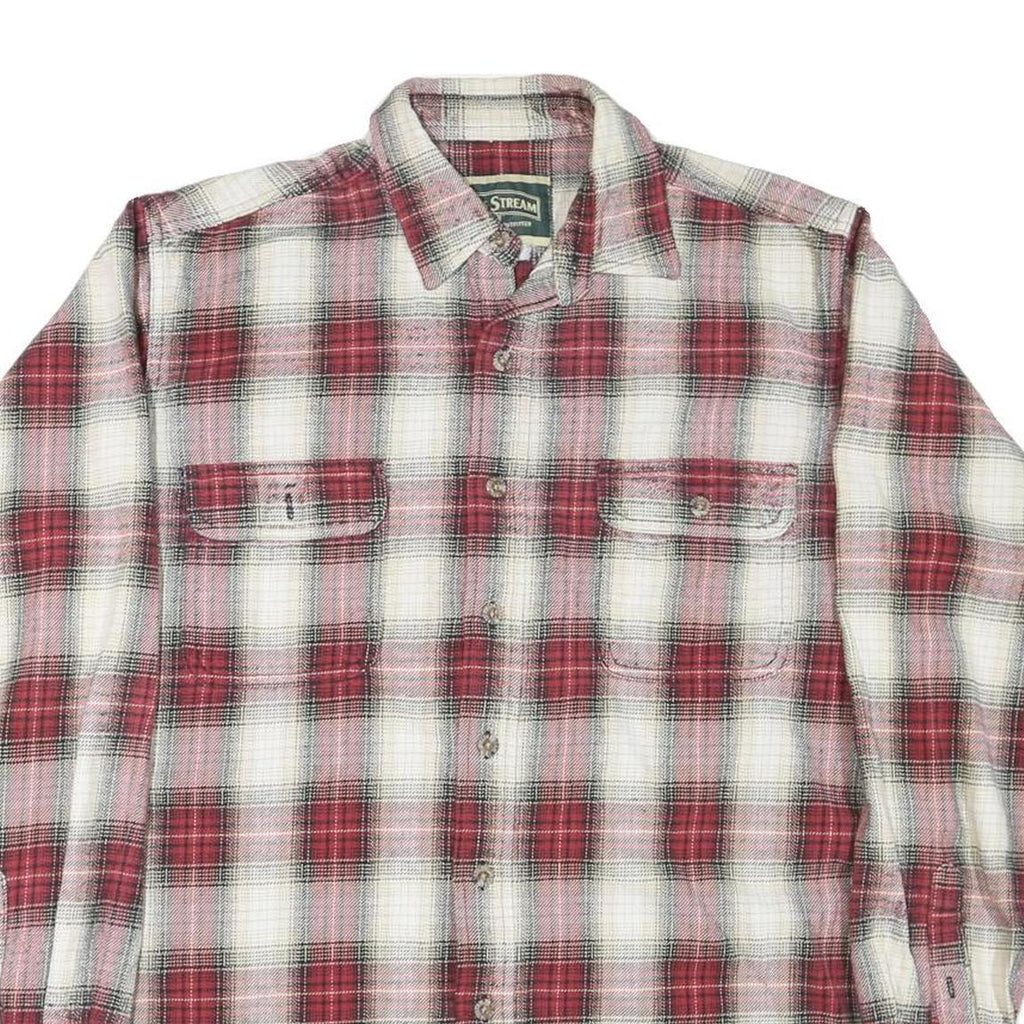 FIELD & STREAM Mens Red & White Check Shirt L Long Sleeve Cotton Blend Casual