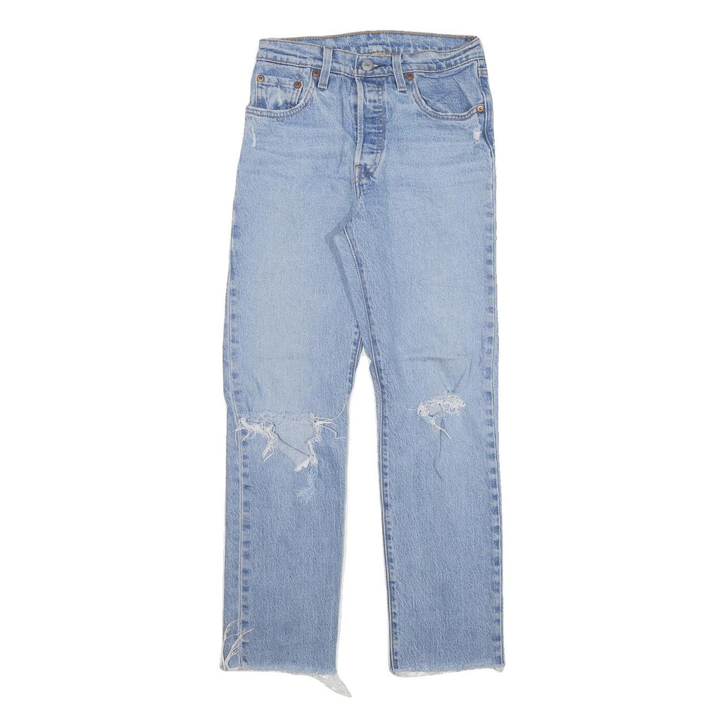 LEVI'S 501 Womens Jeans Blue Regular Straight Denim Stone Wash W24 L26