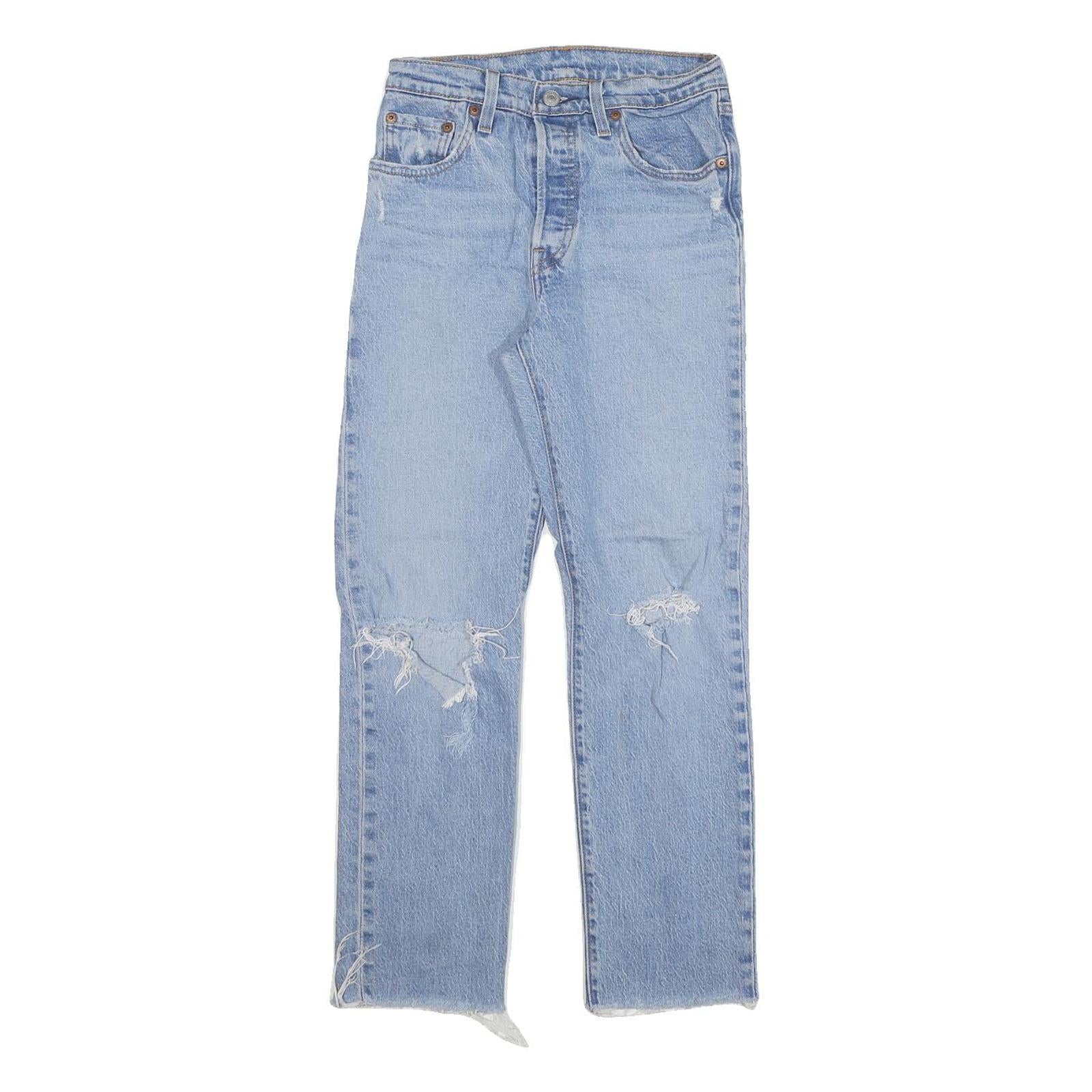 LEVI'S 501 Womens Jeans Blue Regular Straight Denim Stone Wash W24 L26