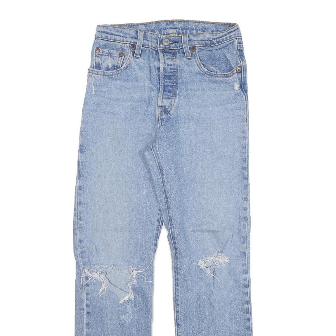 LEVI'S 501 Womens Jeans Blue Regular Straight Denim Stone Wash W24 L26