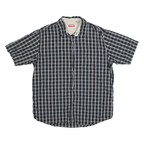 WRANGLER Mens Black & White Cotton Blend Check Shirt L Casual Short Sleeve Retro