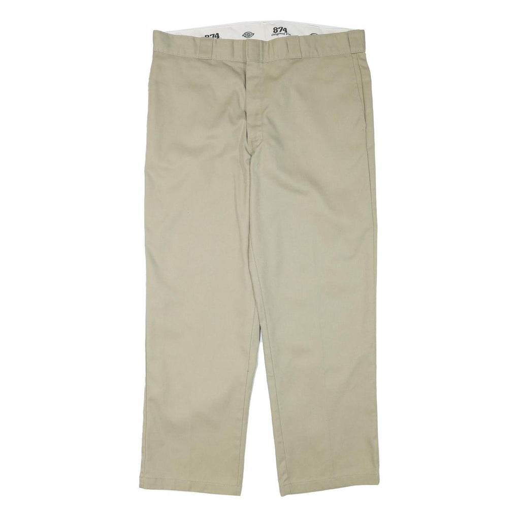 DICKIES Mens Regular Fit Beige Cotton Blend Trousers W38 L29 Workwear Zip