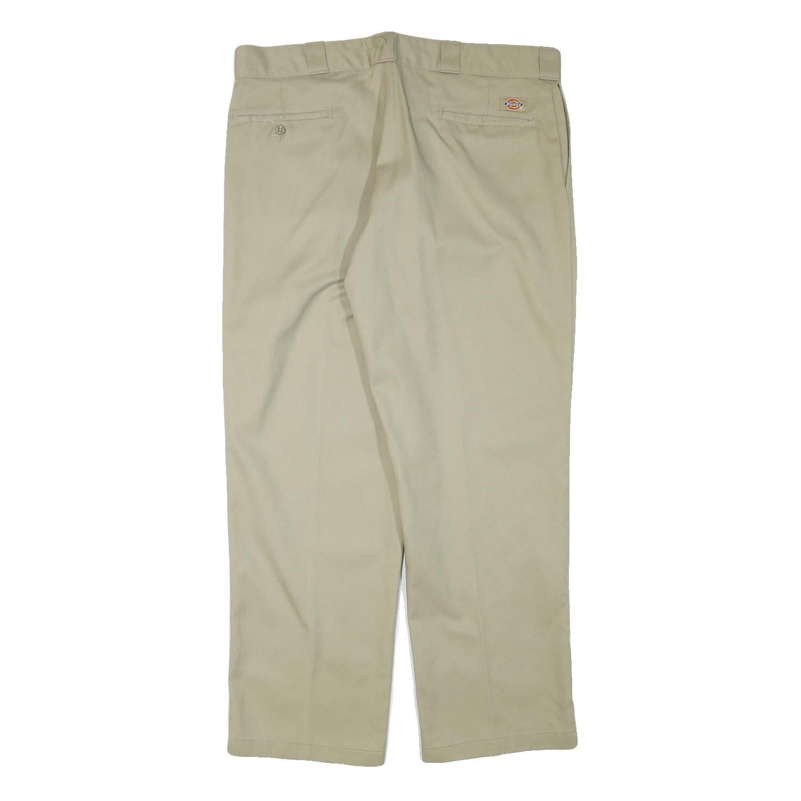 DICKIES Mens Regular Fit Beige Cotton Blend Trousers W38 L29 Workwear Zip