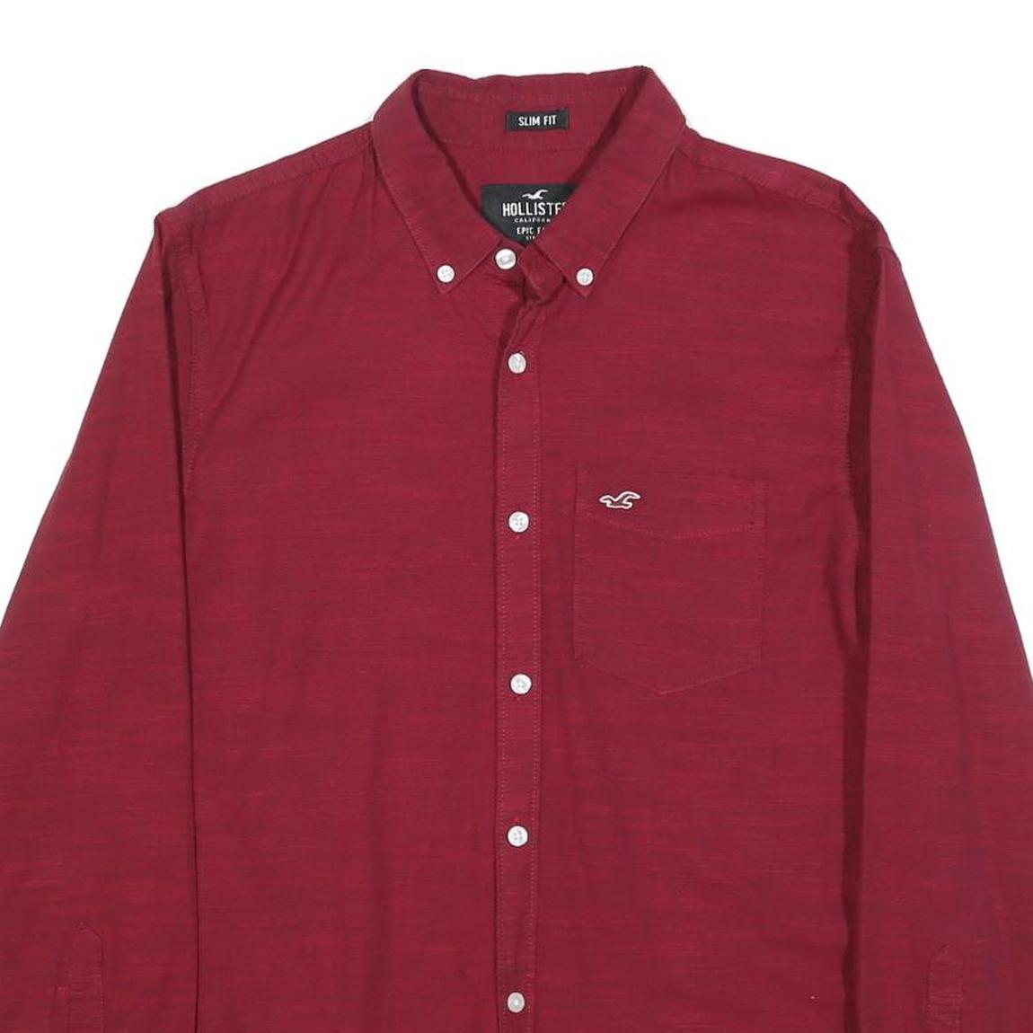 HOLLISTER Mens Red Slim Fit Shirt S Button-Down Collar Cotton Blend