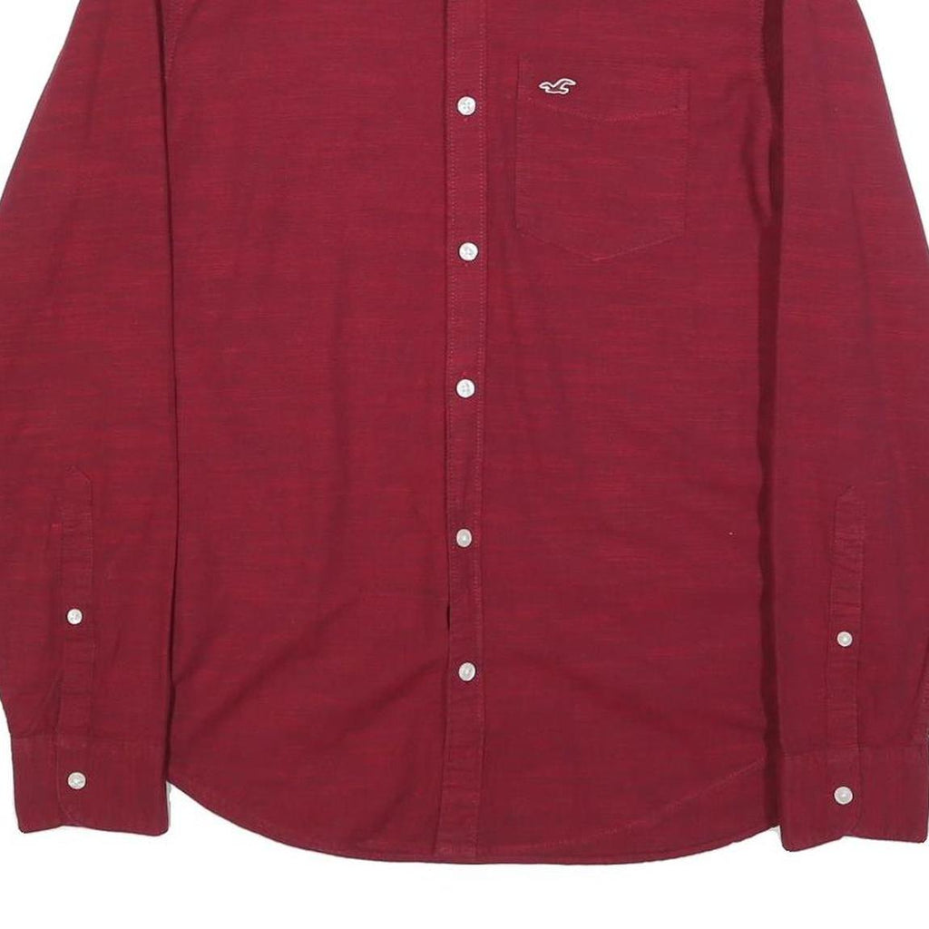 HOLLISTER Mens Red Slim Fit Shirt S Button-Down Collar Cotton Blend
