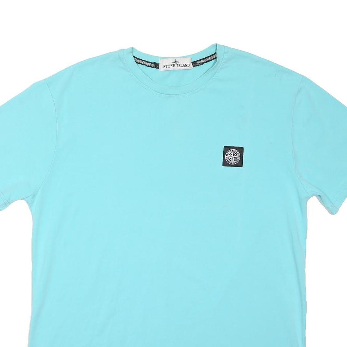STONE ISLAND Mens Blue T-Shirt 2XL Short Sleeve Crew Neck Casual Cotton Blend