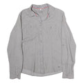 GIN & TONIC Womens Grey & White Striped Shirt M Cotton Blend Long Sleeve Casual