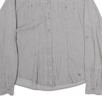 GIN & TONIC Womens Grey & White Striped Shirt M Cotton Blend Long Sleeve Casual