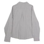 GIN & TONIC Womens Grey & White Striped Shirt M Cotton Blend Long Sleeve Casual