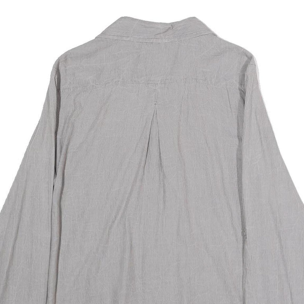 GIN & TONIC Womens Grey & White Striped Shirt M Cotton Blend Long Sleeve Casual