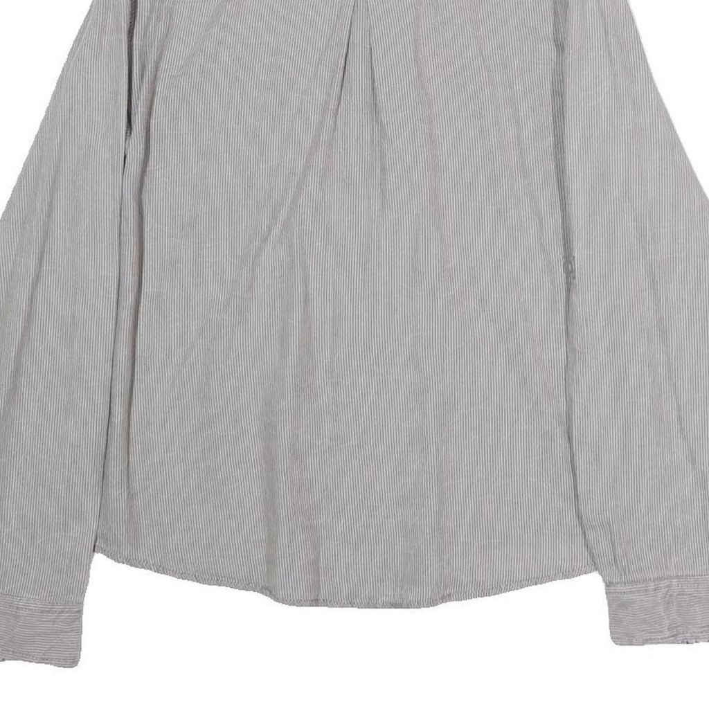 GIN & TONIC Womens Grey & White Striped Shirt M Cotton Blend Long Sleeve Casual