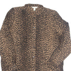 H&M Womens Printed Blouse Brown Long Sleeve Animal Print S