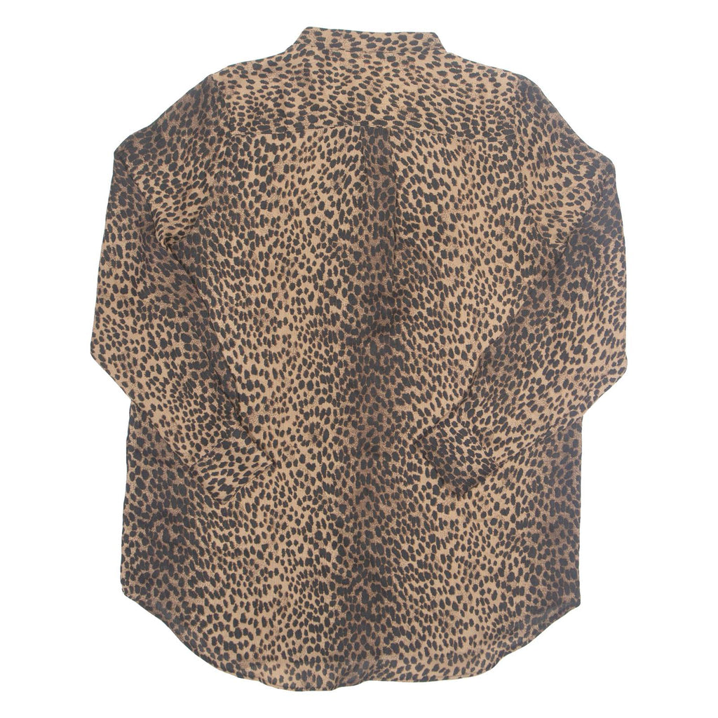H&M Womens Printed Blouse Brown Long Sleeve Animal Print S