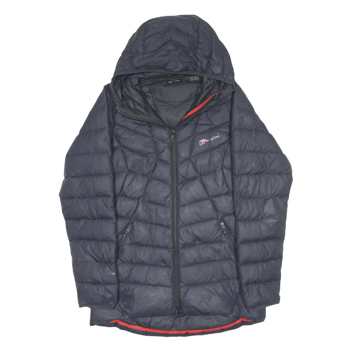 BERGHAUS Womens Navy Blue Quilted Hooded Jacket UK 10 Polyester Zip Outdoor