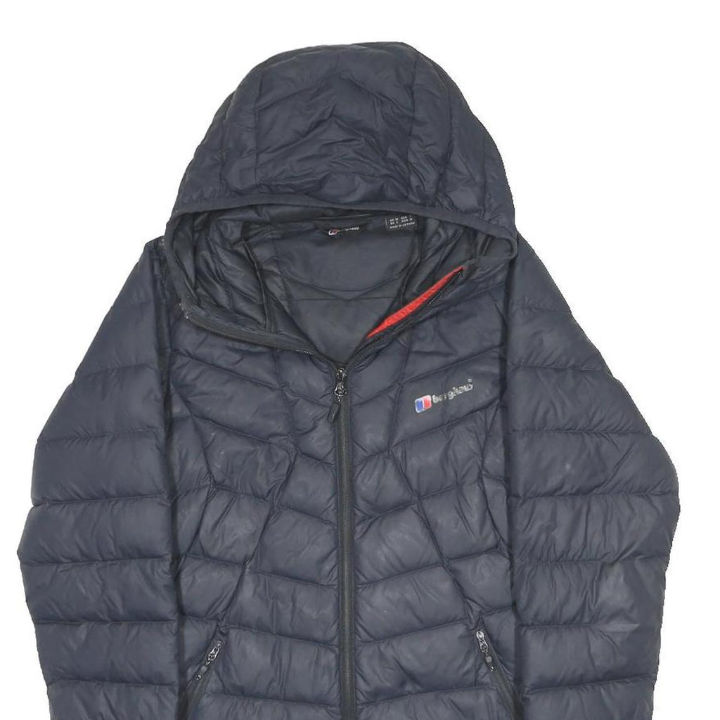 BERGHAUS Womens Navy Blue Quilted Hooded Jacket UK 10 Polyester Zip Outdoor