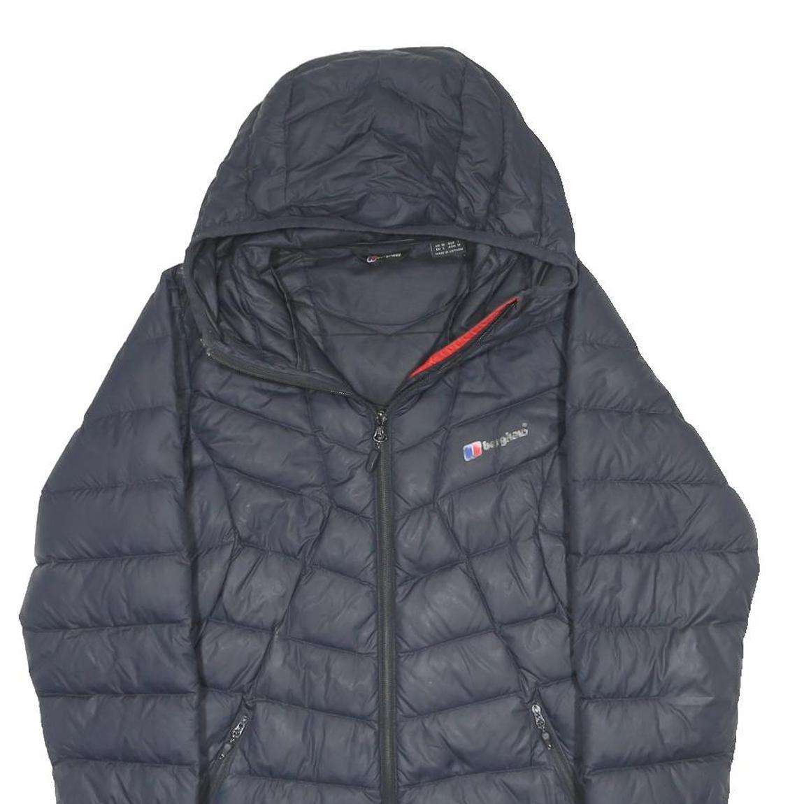 BERGHAUS Womens Navy Blue Quilted Hooded Jacket UK 10 Polyester Zip Outdoor