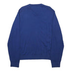 TOMMY HILFIGER Mens Blue Plain V-Neck Basic Knit L Cotton Pullover Jumper
