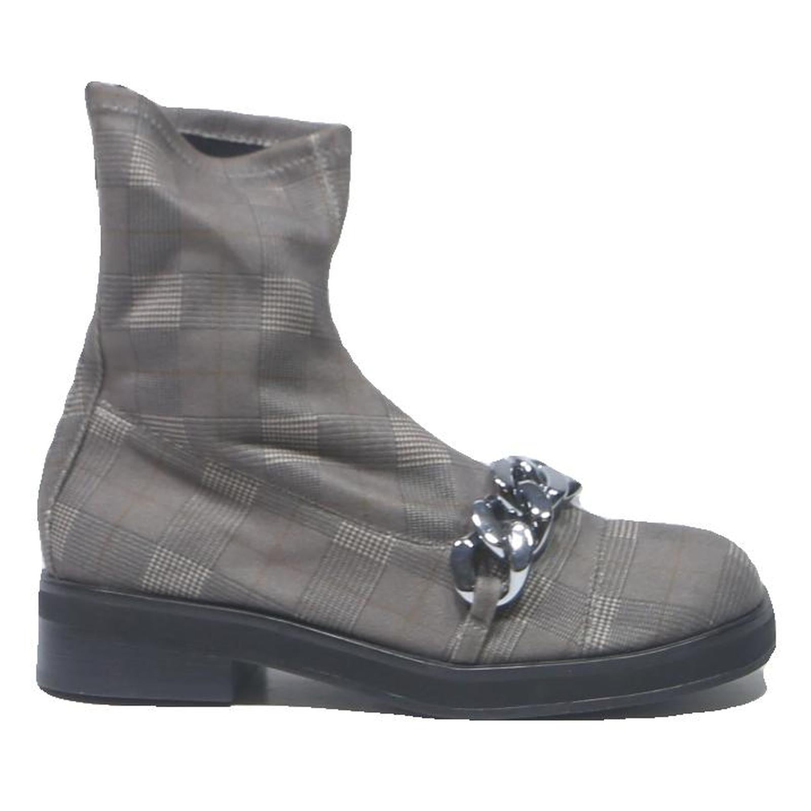 CHARLES & KEITH Womens Chelsea Ankle Boots Grey Check Synthetic UK 3.5 Stretch
