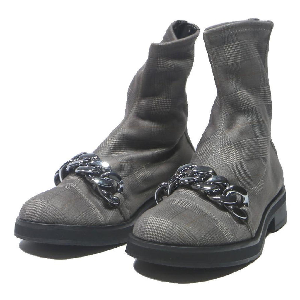 CHARLES & KEITH Womens Chelsea Ankle Boots Grey Check Synthetic UK 3.5 Stretch