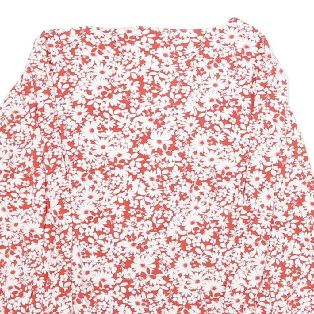 CREW CLOTHING Womens Red & White Floral Printed V-Neck Long Sleeve Top M