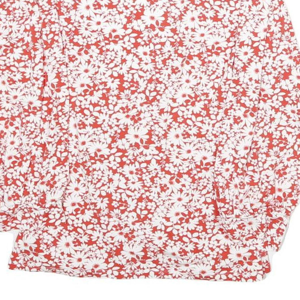 CREW CLOTHING Womens Red & White Floral Printed V-Neck Long Sleeve Top M