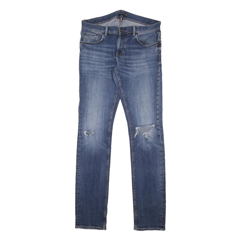 TOMMY HILFIGER Mens Jeans Blue Slim Skinny Denim Medium W34 L36 Distressed