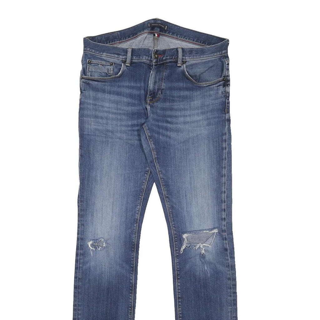TOMMY HILFIGER Mens Jeans Blue Slim Skinny Denim Medium W34 L36 Distressed