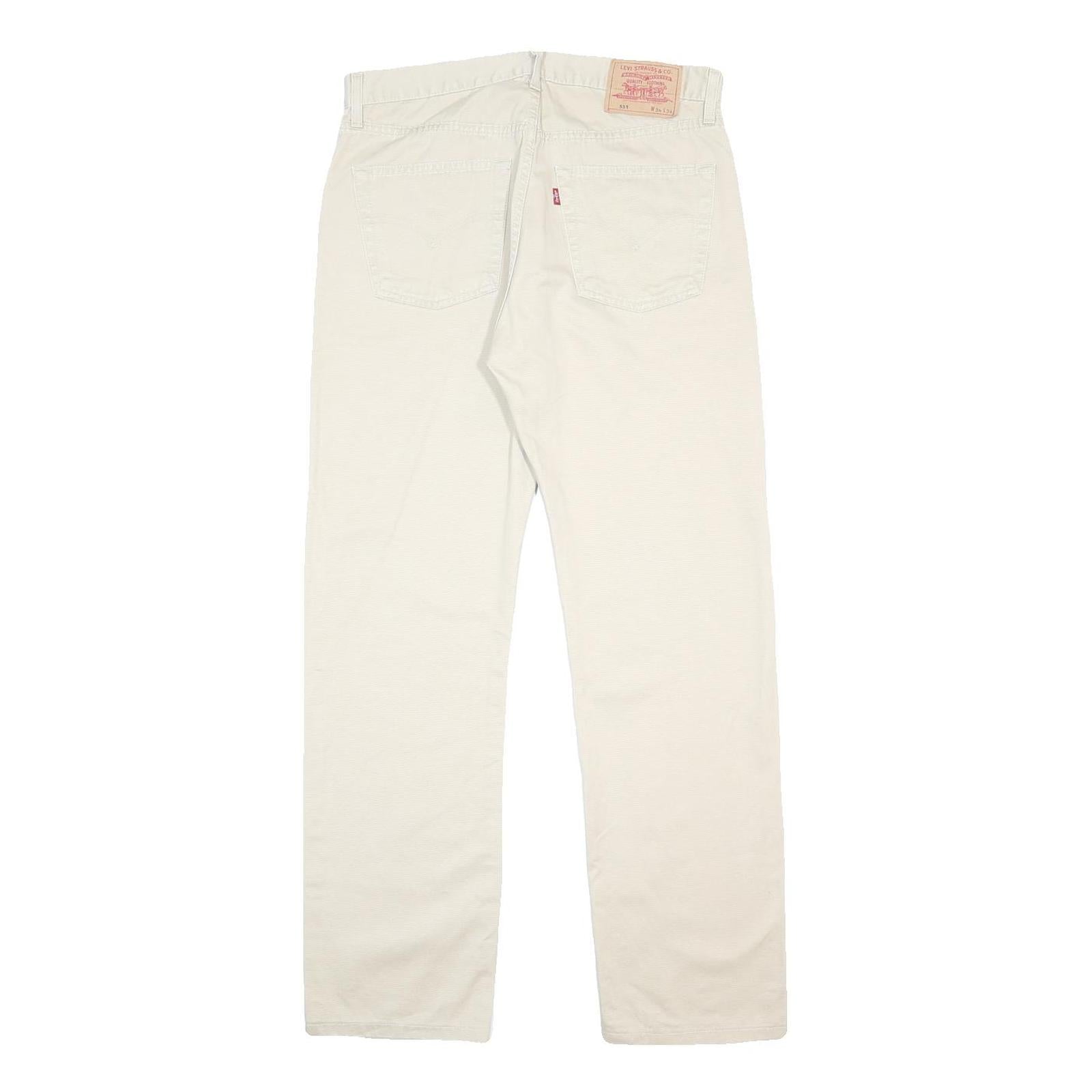 LEVI'S Mens Cotton Beige Regular Straight Trousers W34 L31 Classic Button