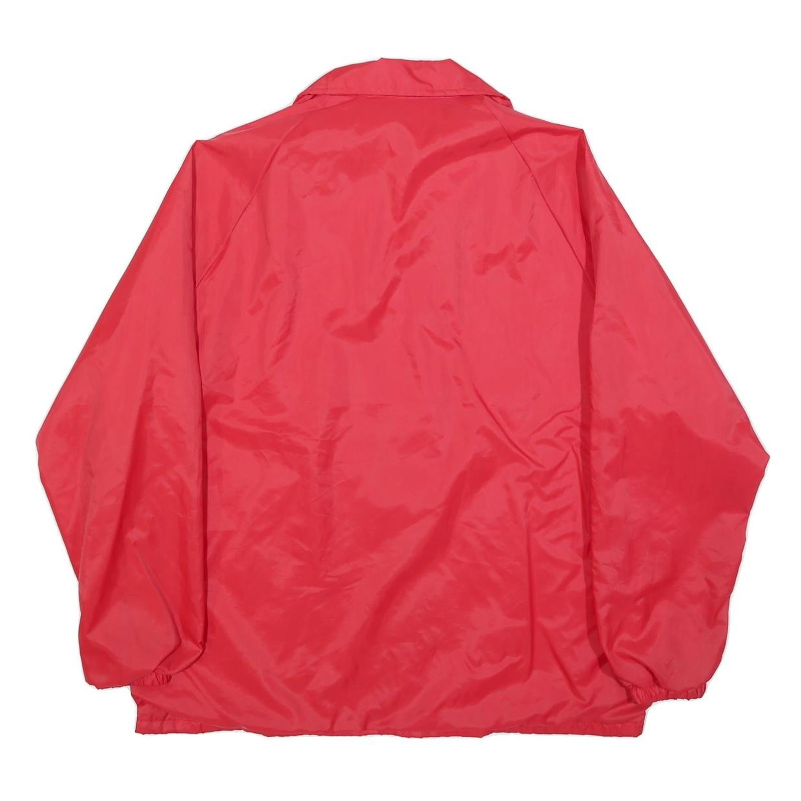 SPORTSMASTER Mens Red Nylon Jacket L Button Plain Graphic Patchwork Casual