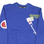 CHAMPION Mens Blue Crew Neck S Cotton Blend Pullover Sweatshirt Logo Print