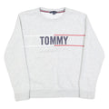 TOMMY HILFIGER Womens Grey Cotton Blend Crew Neck M Logo Sweatshirt Pullover