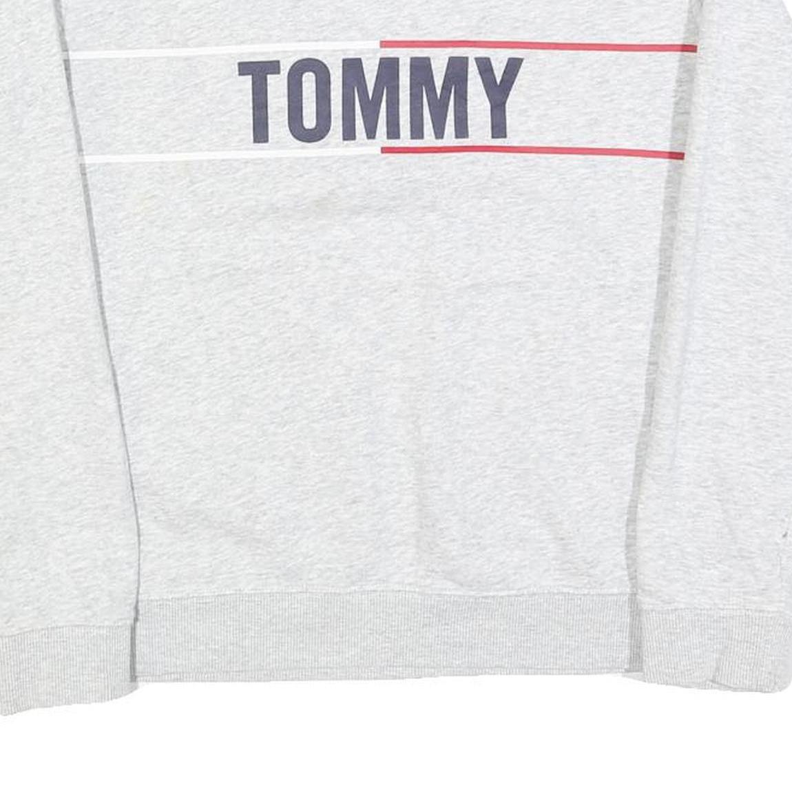 TOMMY HILFIGER Womens Grey Cotton Blend Crew Neck M Logo Sweatshirt Pullover