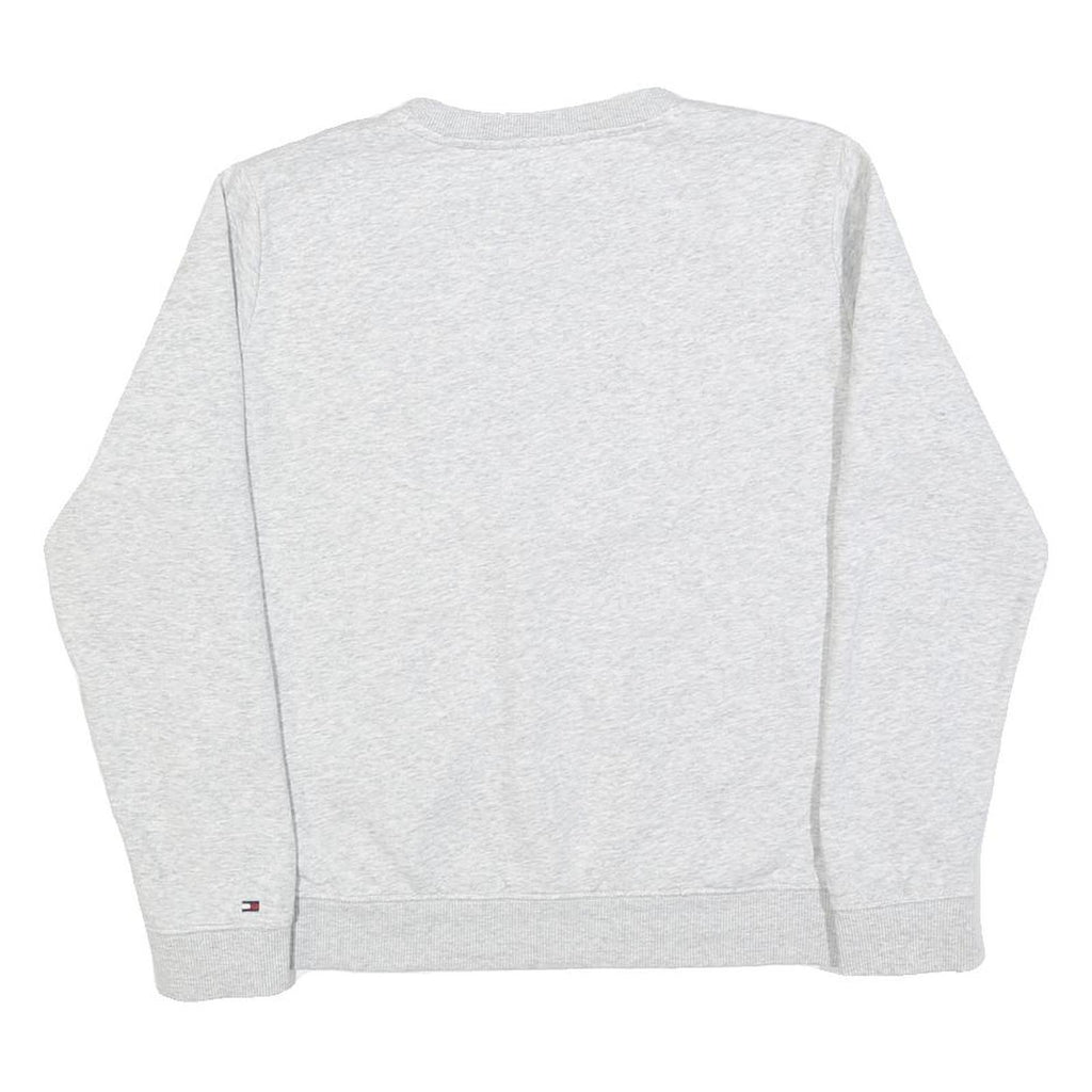 TOMMY HILFIGER Womens Grey Cotton Blend Crew Neck M Logo Sweatshirt Pullover