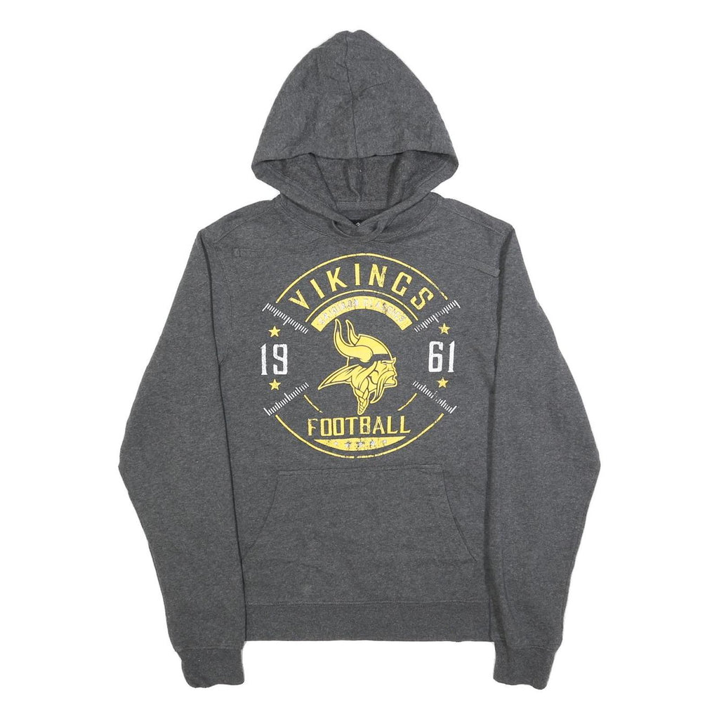 NFL Mens Grey Vikings Football Pullover Hoodie S Casual Cotton Blend