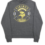 NFL Mens Grey Vikings Football Pullover Hoodie S Casual Cotton Blend