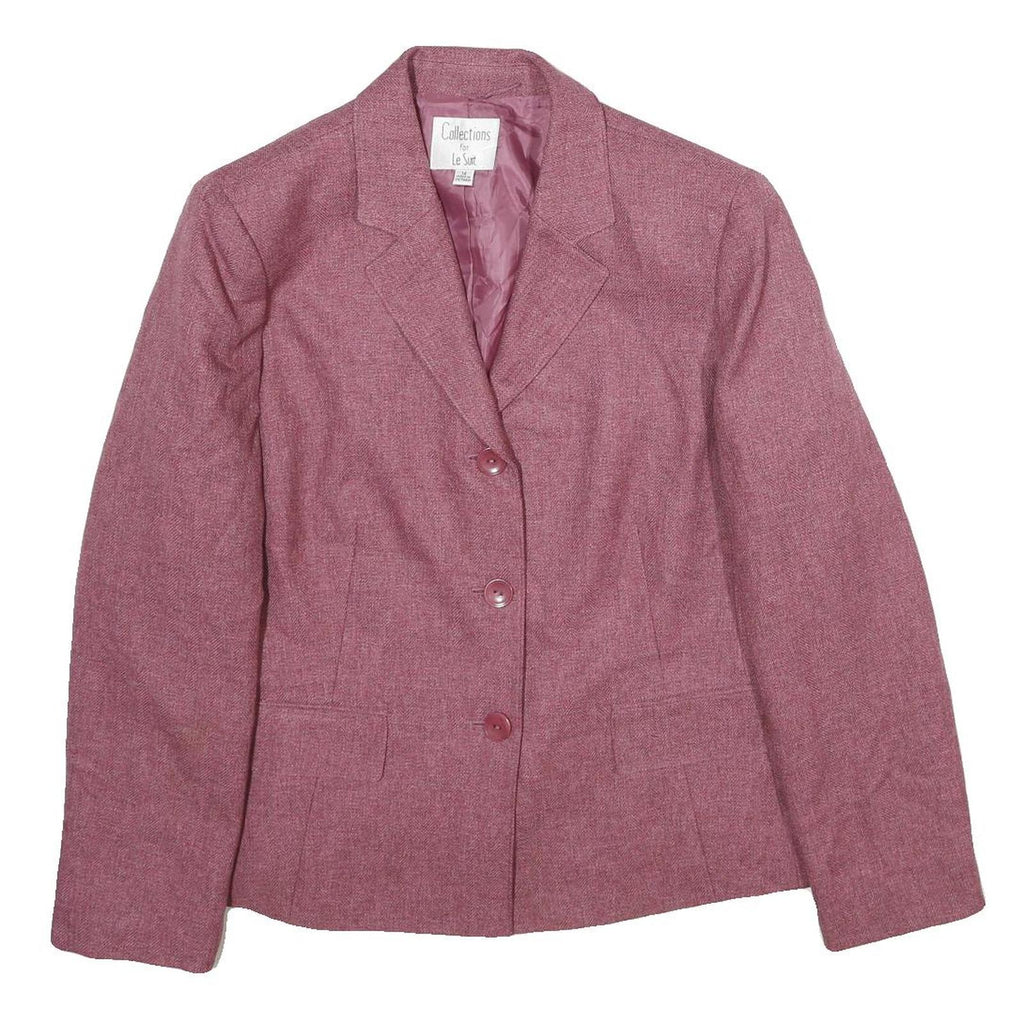 LE SUIT Womens Pink Jacket UK 14 Polyester Button Closure Classic Fit Tailored