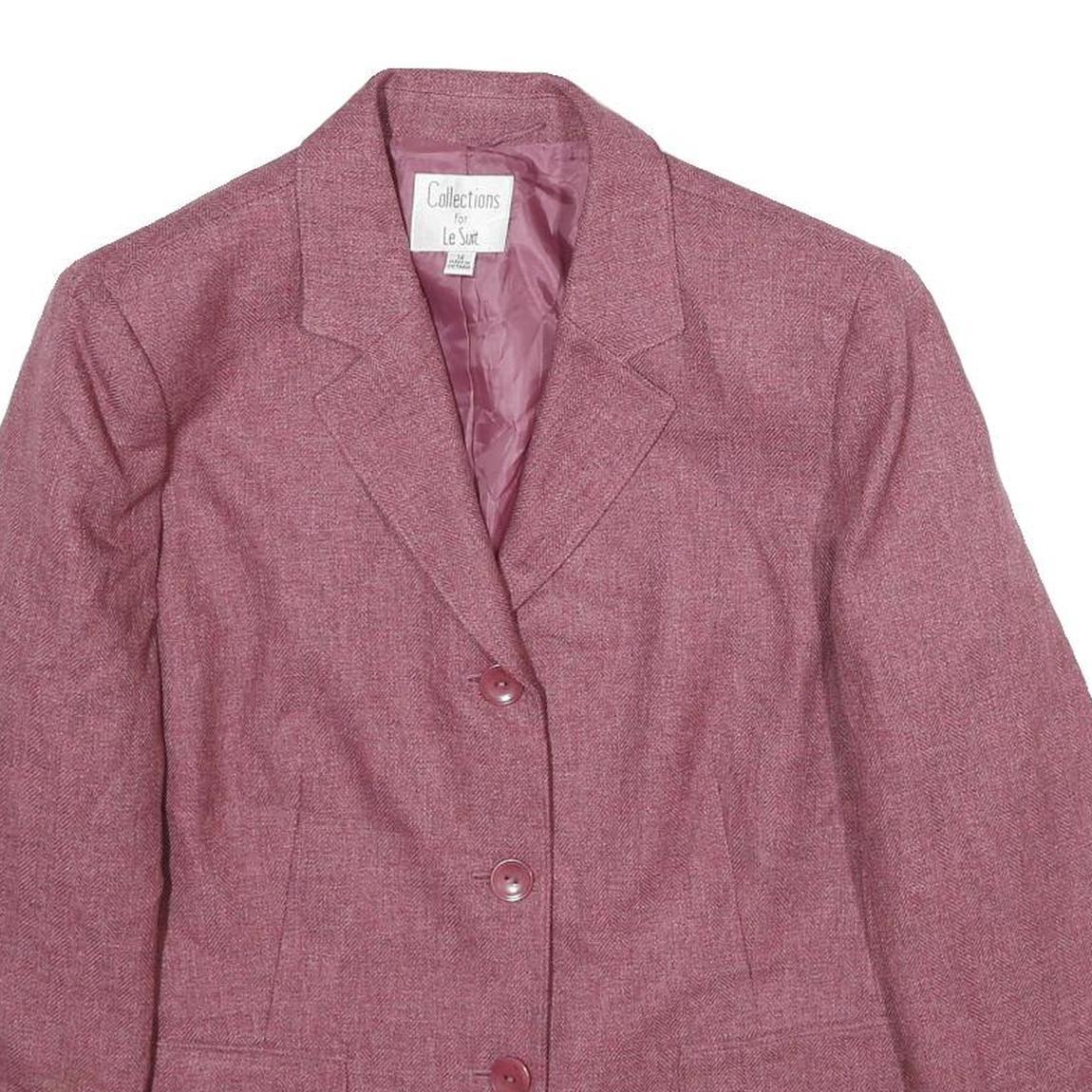 LE SUIT Womens Pink Jacket UK 14 Polyester Button Closure Classic Fit Tailored