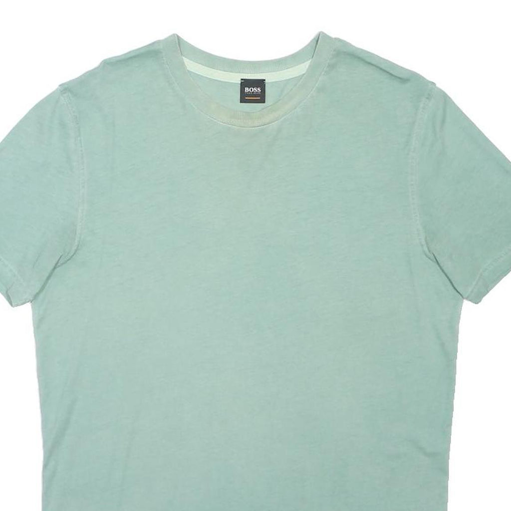 BOSS HUGO BOSS Mens Blue T-Shirt L Short Sleeve Crew Neck Cotton Blend Classic