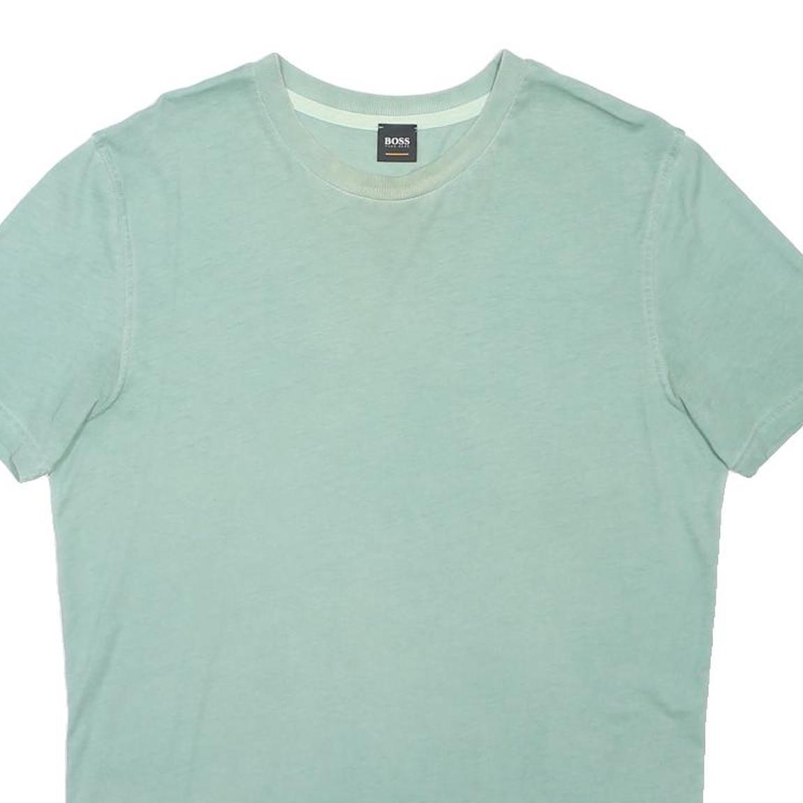 BOSS HUGO BOSS Mens Blue T-Shirt L Short Sleeve Crew Neck Cotton Blend Classic