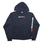 CHAMPION Mens Navy Blue Wheaton College Pullover Hoodie L College Logo