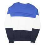 TOMMY HILFIGER Mens Blue & White & Navy Plain Crew Neck Basic Knit L Jumper